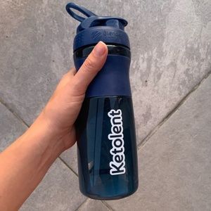 Ketolent Blender Bottle Clear Blue Rubber 26oz NWT